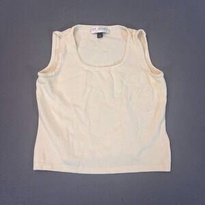 St John Collection Womens Sz Medium Cream Ivory Knit Tank Top Vest Holiday Party